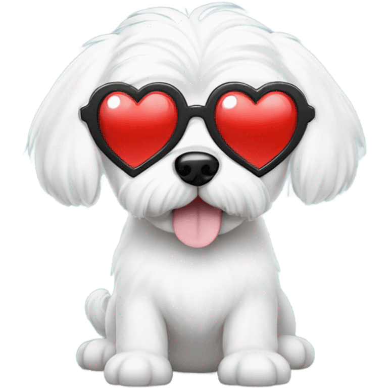 white maltese dog wearing heart glasses emoji