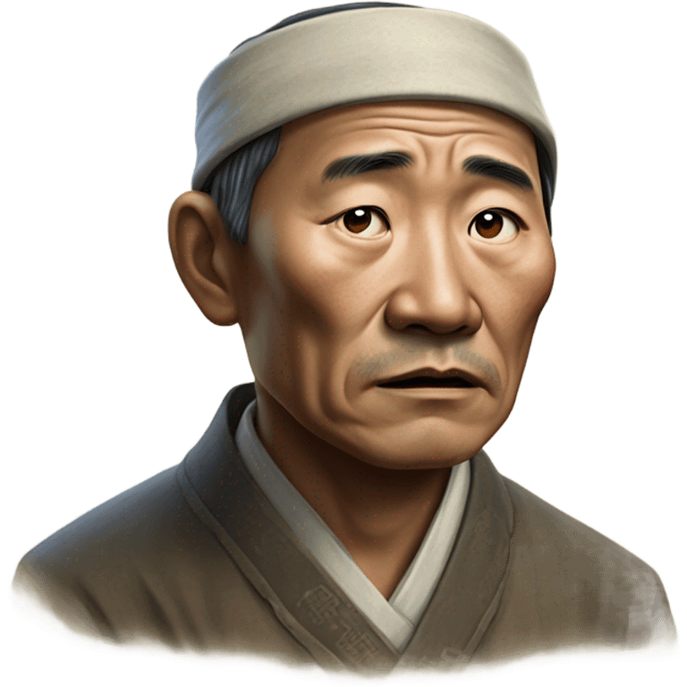 photorealistic sad Chinese peasant 1960s emoji