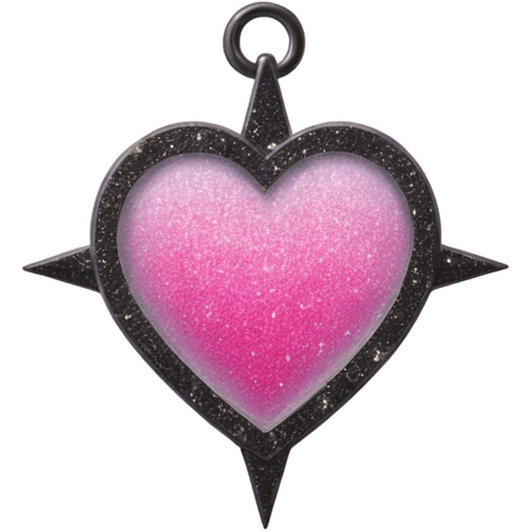 Pink ombre heart shaped compass with glitter emoji