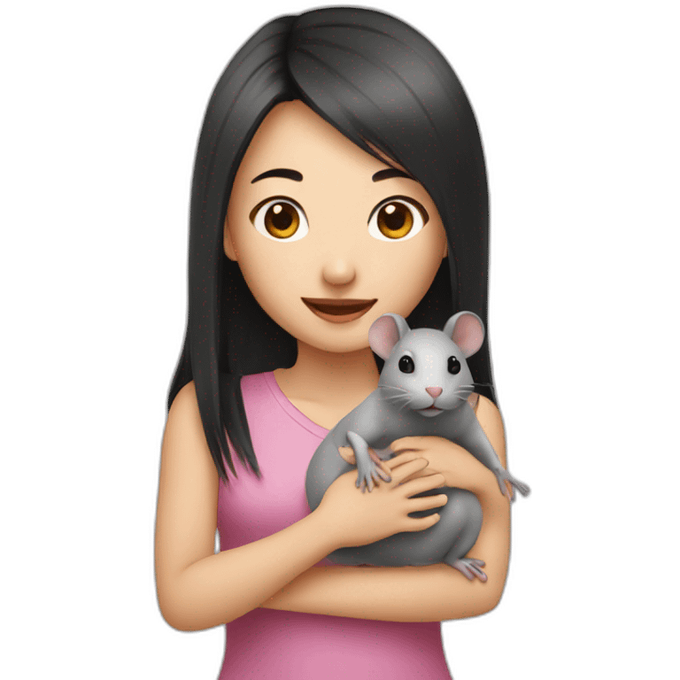 Asian girl with rat emoji