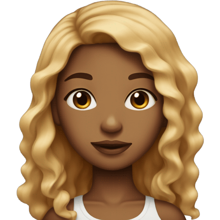 caramel skin girl with black wavy hair emoji