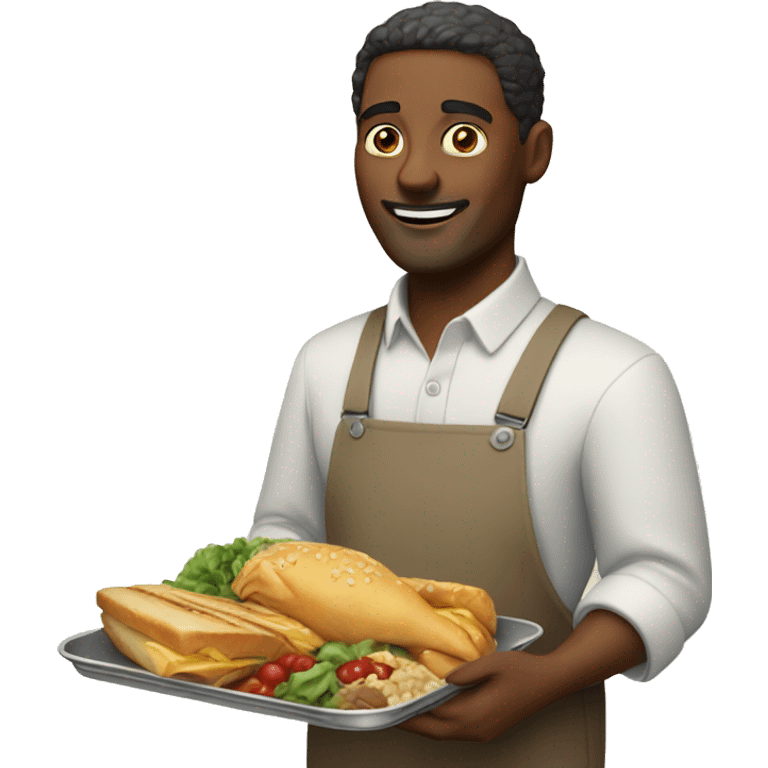 man with a tray of food emoji