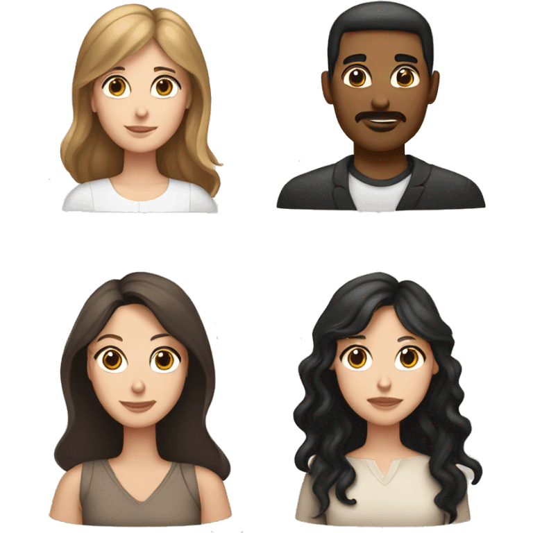 White mom with black hair, white dad with brown hair, and two white daughters with brown hair emoji