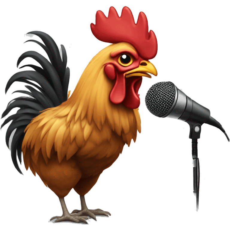 Rooster with microphone emoji