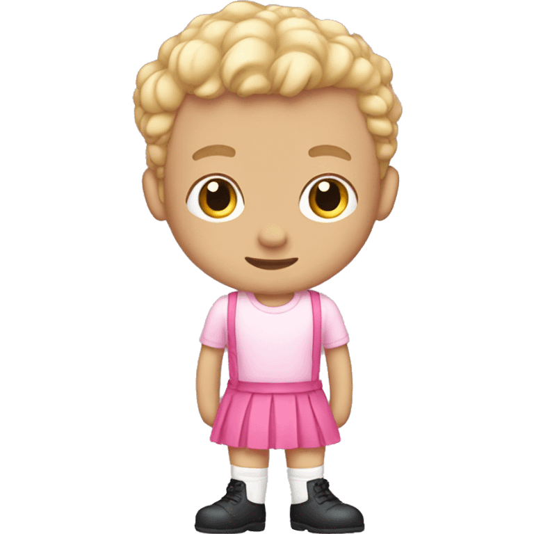 white boy wearing a pink skirt and thigh highs, Cute emoji