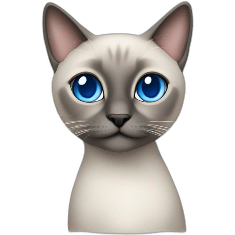 Grey cat Siamese with blue eyes with Christmas three emoji