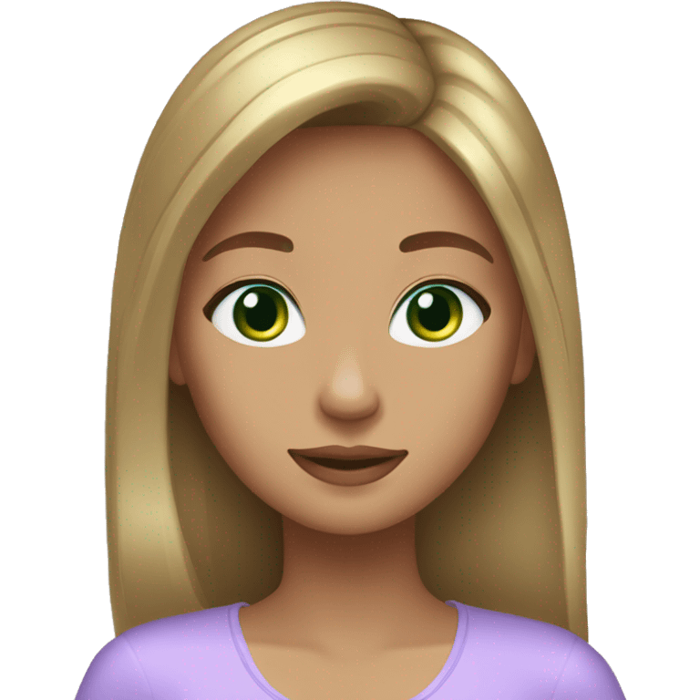 golden brown straight hair green eyes lavender dress emoji