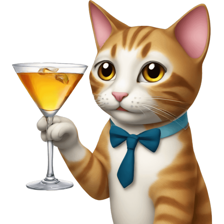 Cat happy drinking a martini emoji