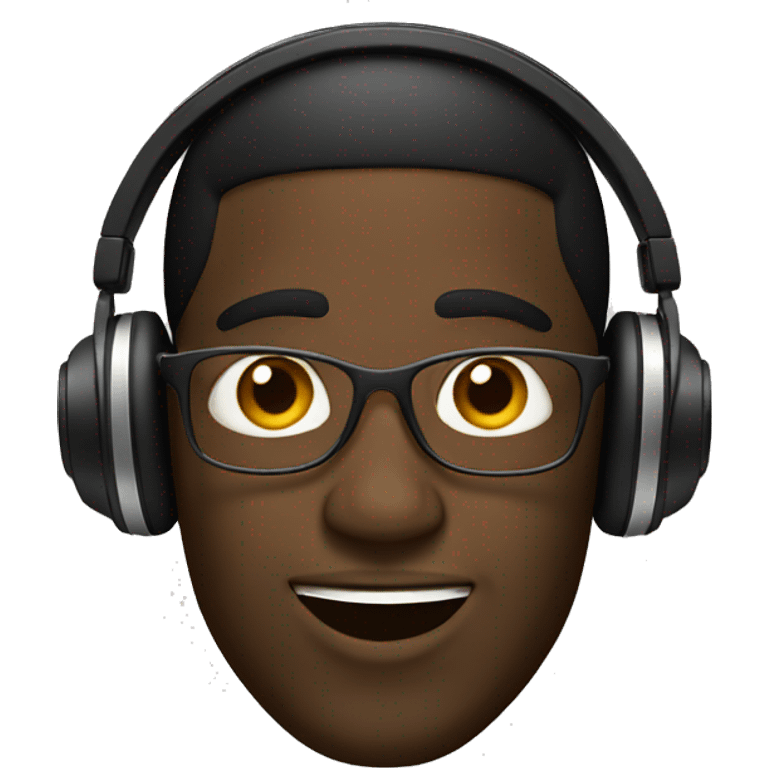 Black guy with headphones and  emoji