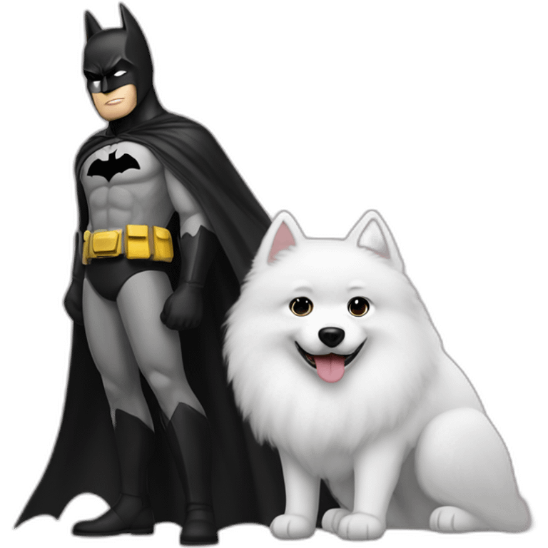 Batman with a samoyed emoji