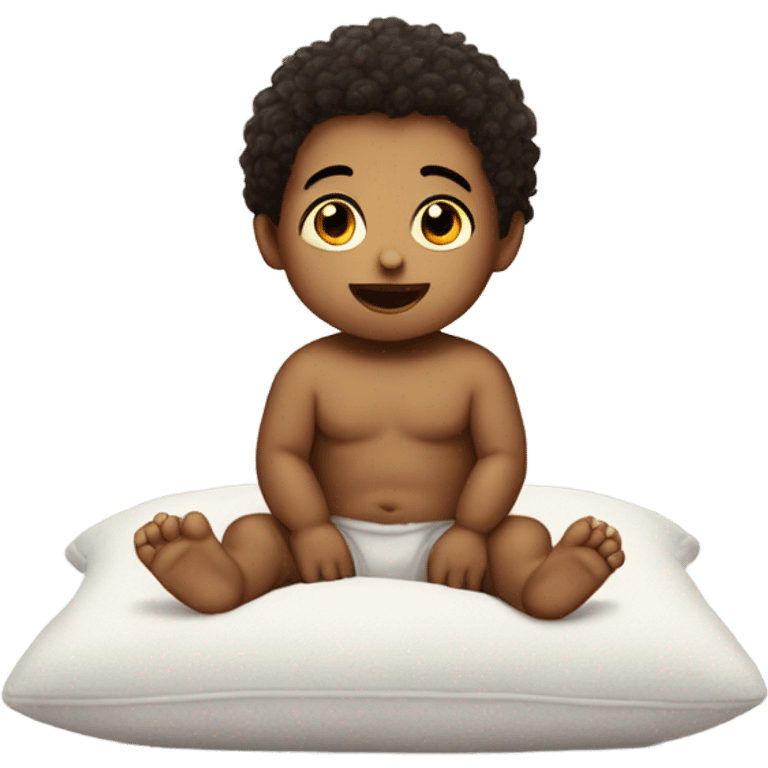 Baby boy sitting up on a pillow emoji