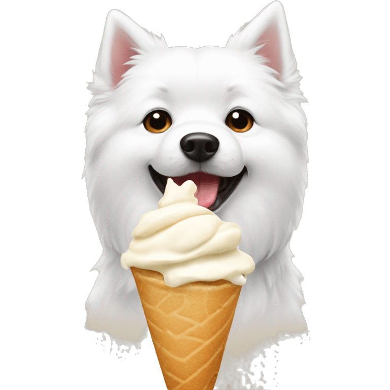 japanese spitz dog eating icecream emoji