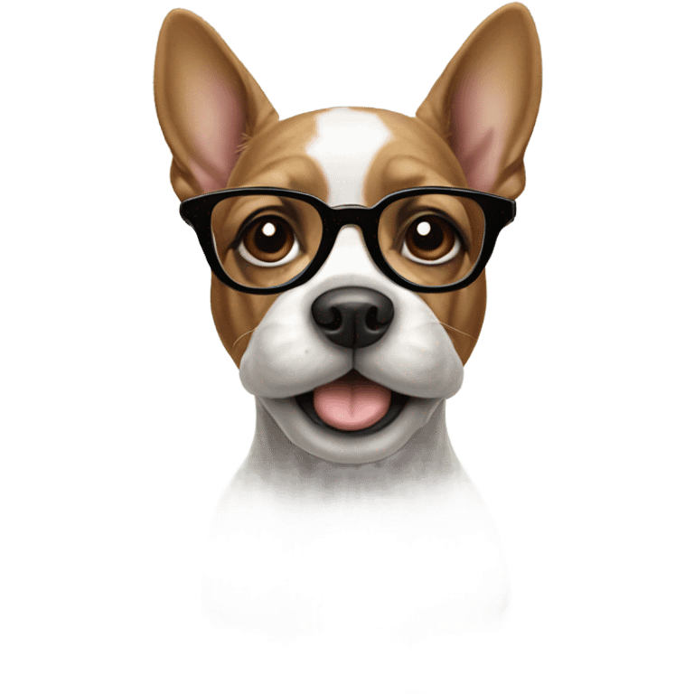 French terrier with glasses ￼ emoji