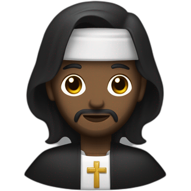 sacerdote piel blanca vestidi de negro crucifijo en la mano emoji