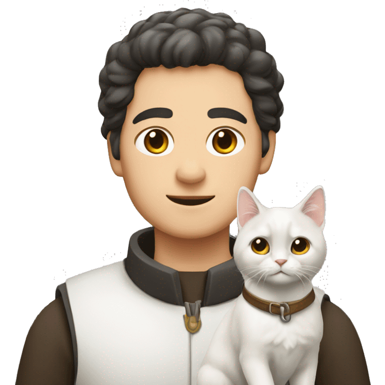 À sheperd german with a White cat with a Little of black color emoji