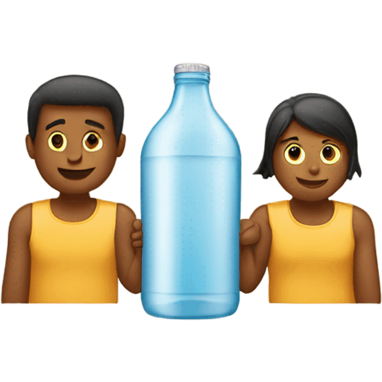 2 people holding hands sitting on the bottle emoji