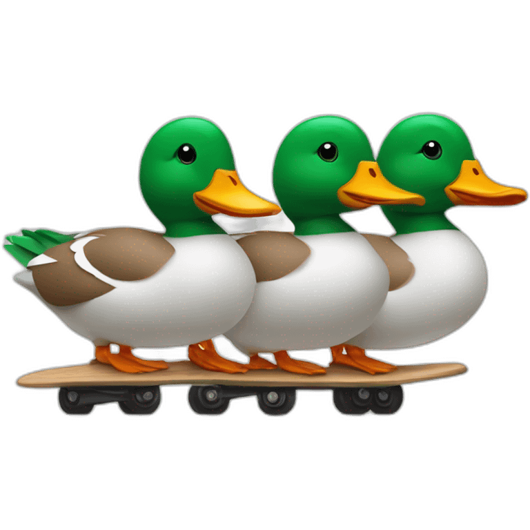 3 canards avec des patins à roulettes emoji