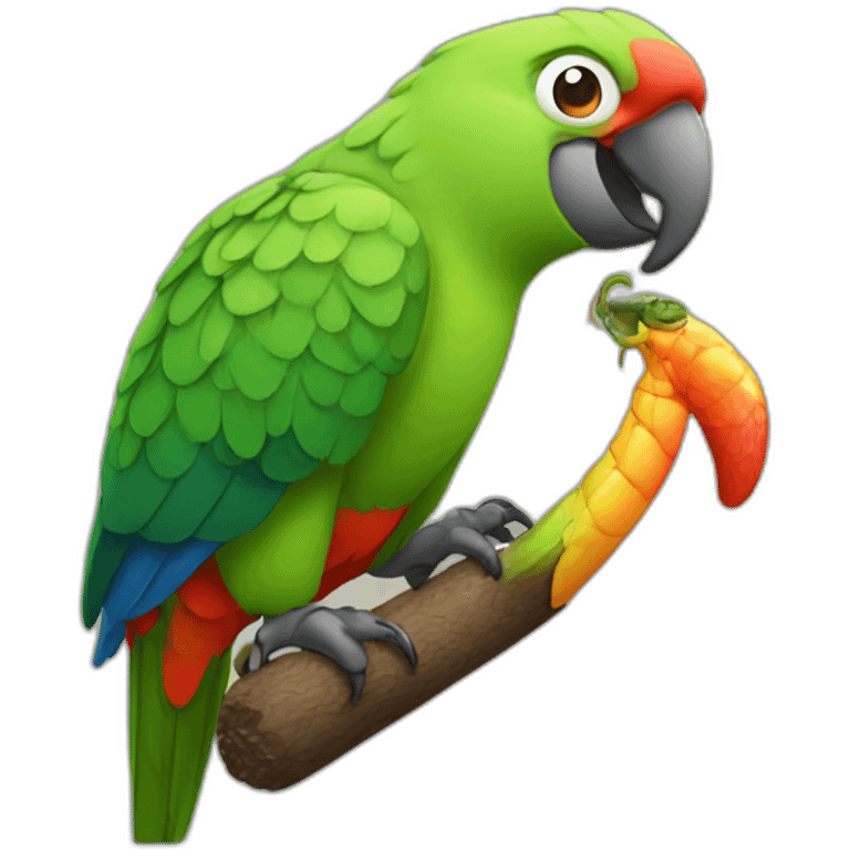 big parrot eating a worm emoji