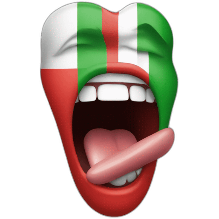 tongue out of mouth in italian flag colours emoji