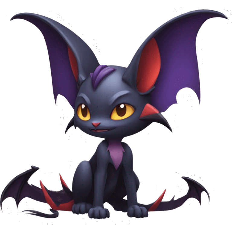  Kawaii Edgy Cool Vampiric Beautiful Noivern-Nargacuga-Litten with big Bat Ears full body emoji