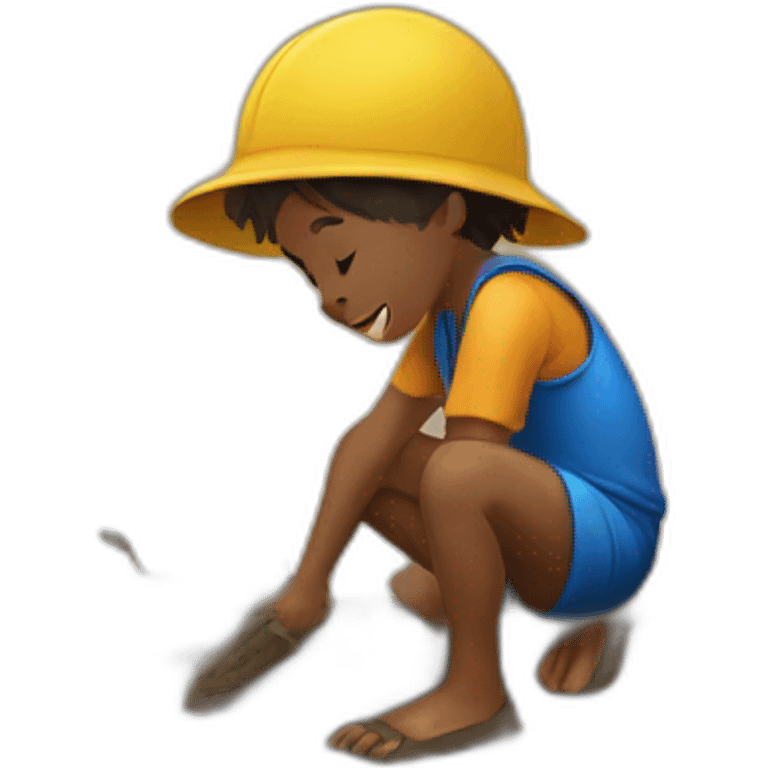 kid playing on mud emoji