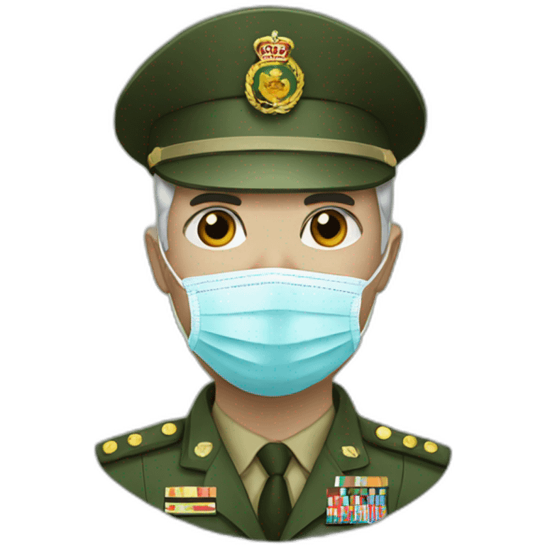 a military Head Portraits in a Medical masks emoji