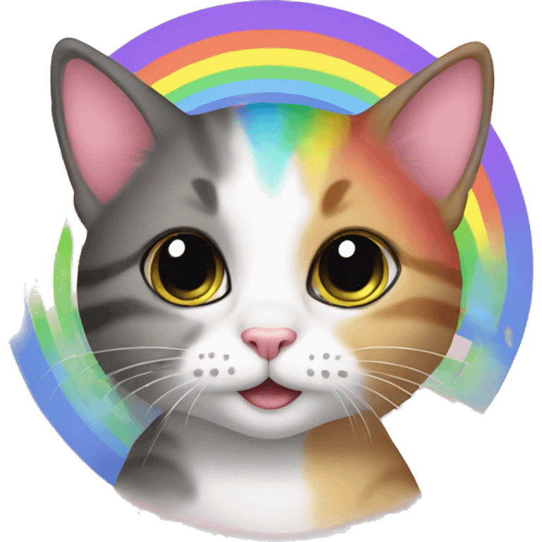 Kitty aet a rainbow emoji