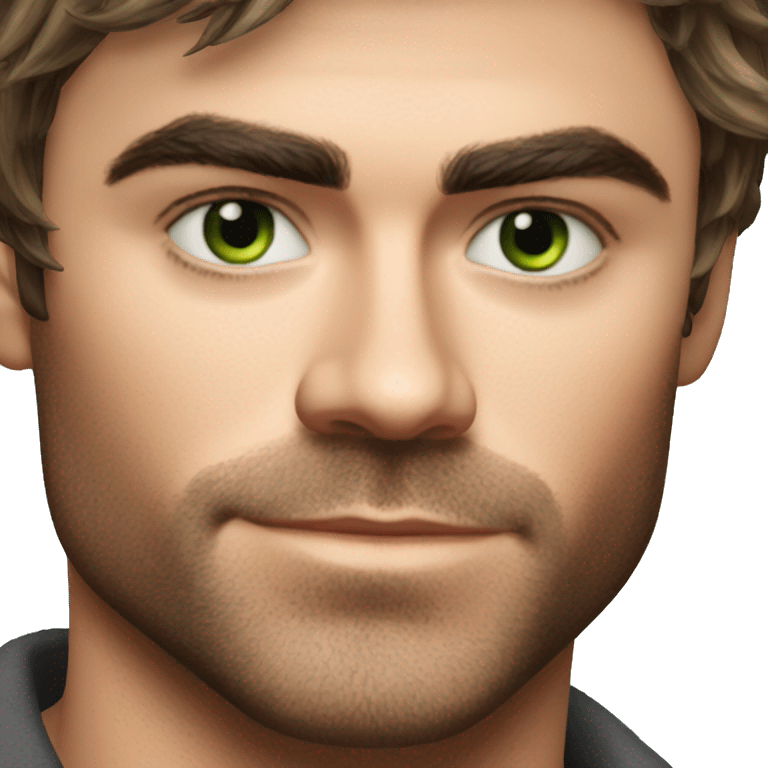 Zac efron with green eyes and stubble beard emoji