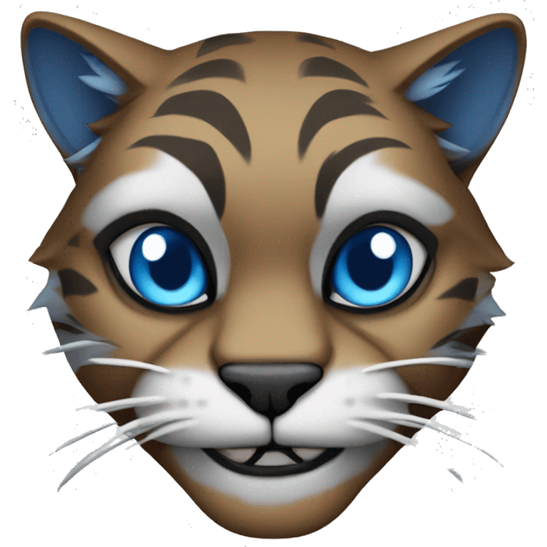 Wildcat mascot, garnet and grey background, blue football eye paint underneath emoji