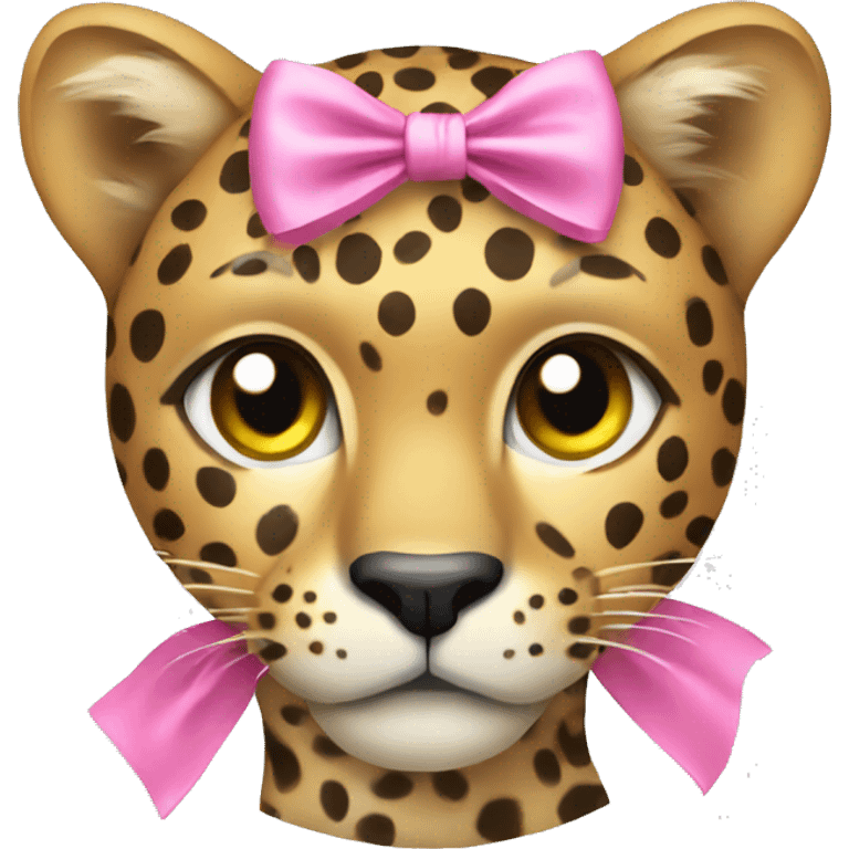 cheeta with pink bow  emoji