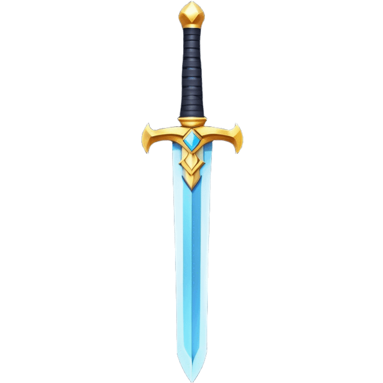 Clash of Clans aesthetic: Cinematic Playful Pixel 3D Sword Portrait Emoji, rendered in a 3D vector-style similar to standard emojis with minimal shading and bold, simplified shapes. A compact, distinct form with signature details, softly glowing with a pixelated adventure charm. Simplified yet unmistakably iconic, highly detailed and consistent, glowing with a soft radiance and high shine. Stylized with a touch of classic pixel-art charm and a soft glowing outline, capturing the essence of a beloved gaming relic with a friendly, playful manner! emoji