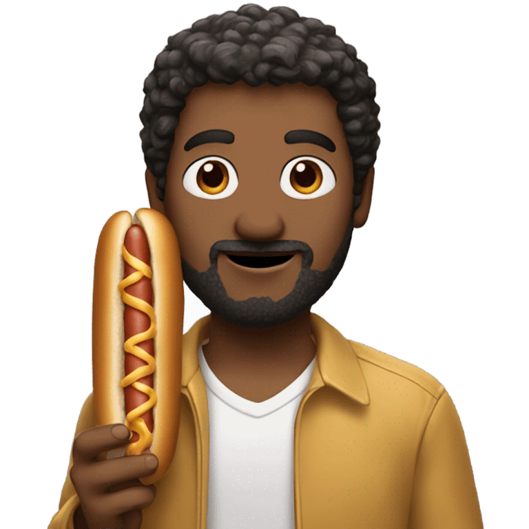 Man holding hairy hot dog emoji