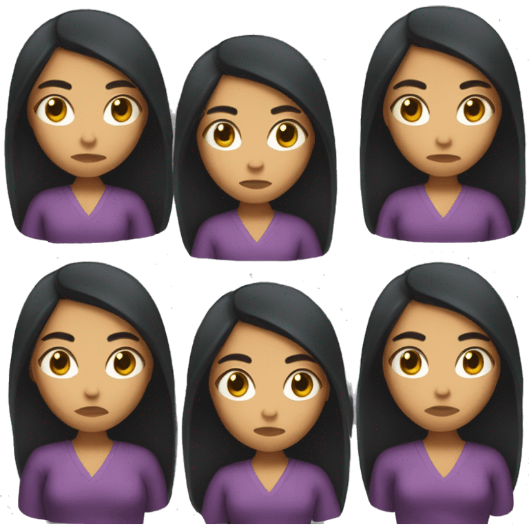 woman with long black hair and light skin, crossing arms and frowning  emoji