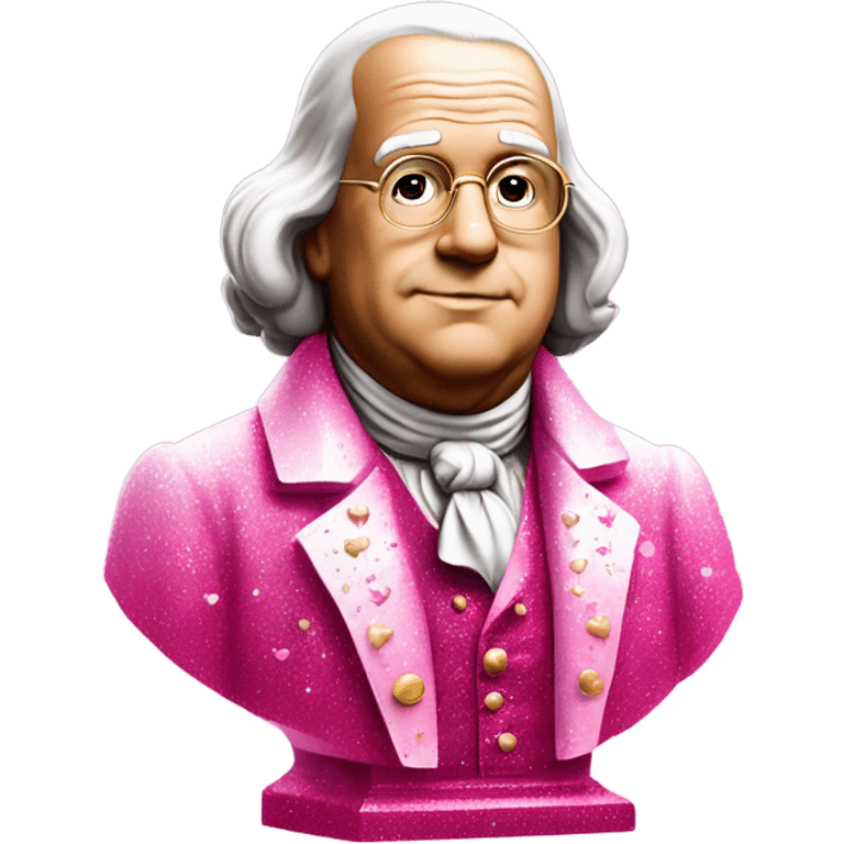 Pink ombre Benjamin Franklin Statue With Glitter and hearts  emoji