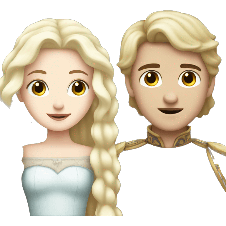 white blonde princess with a white skin boy prince with dark hair emoji