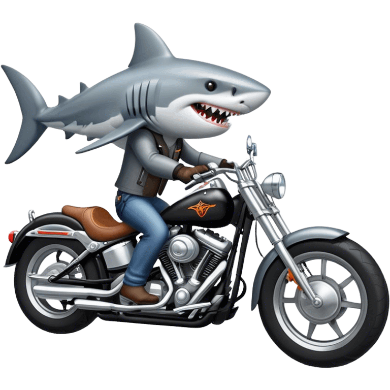 Shark riding a Harley.  emoji