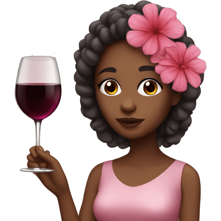 girl pink flowers and a little bit of red wine  emoji