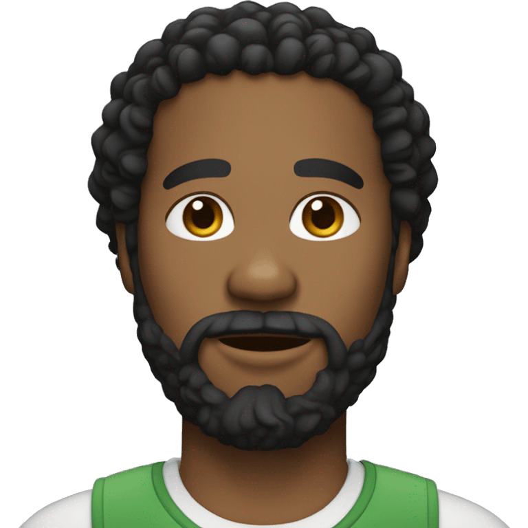 black guy with curly black hair and beard emoji