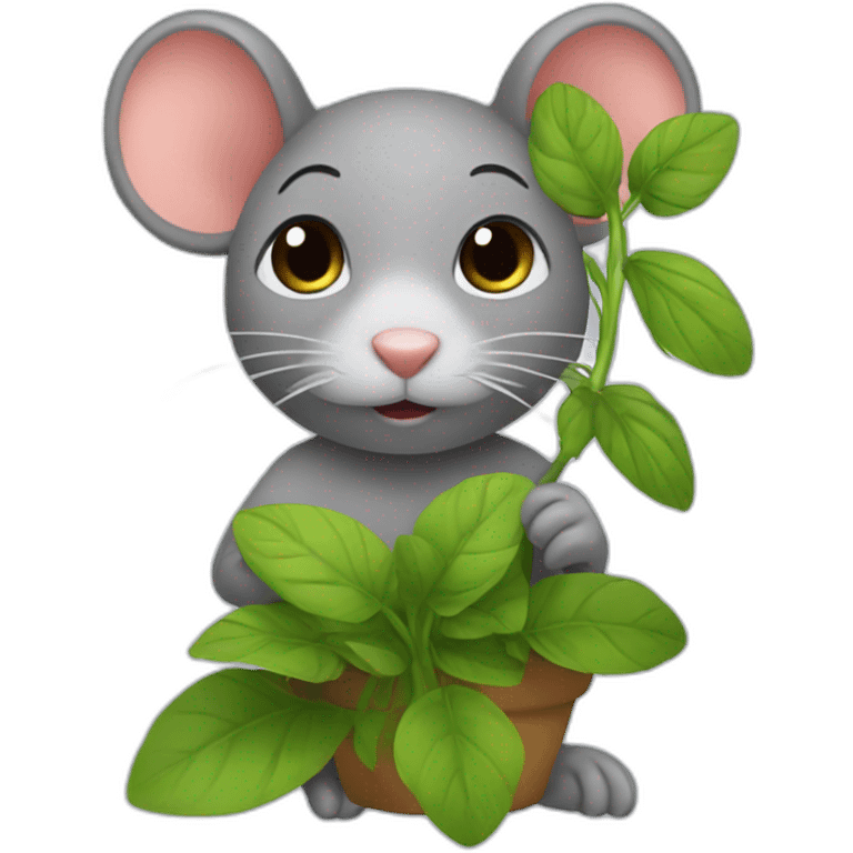 rat fille avec des plantes emoji