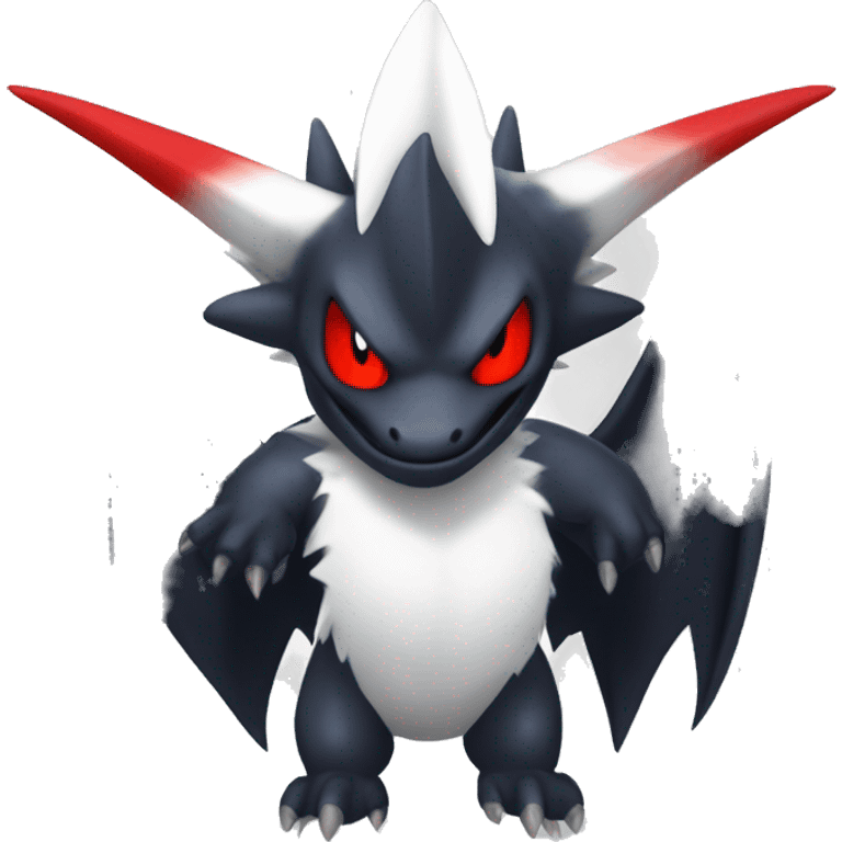 Black Cool Edgy Nargacuga-Garchomp-Absol Fakémon  with White and Red Edgy markings emoji