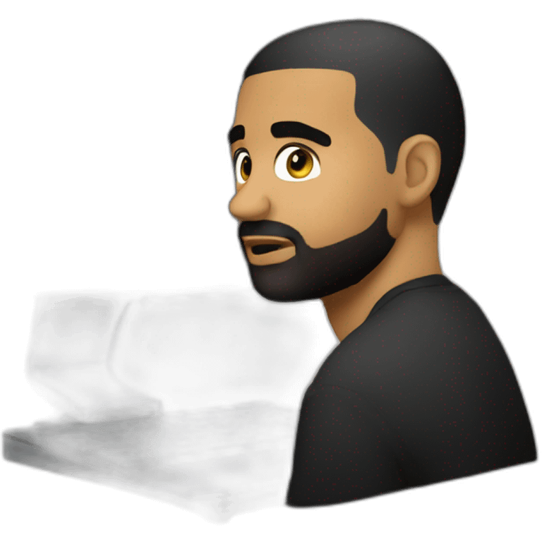 drake looking at computer screen emoji