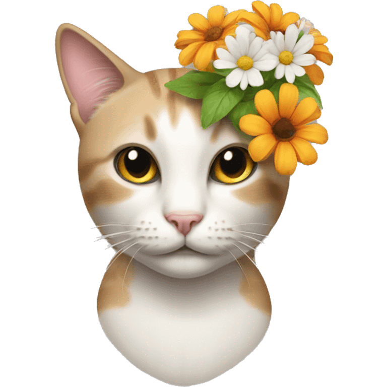 Cat with flower in head emoji