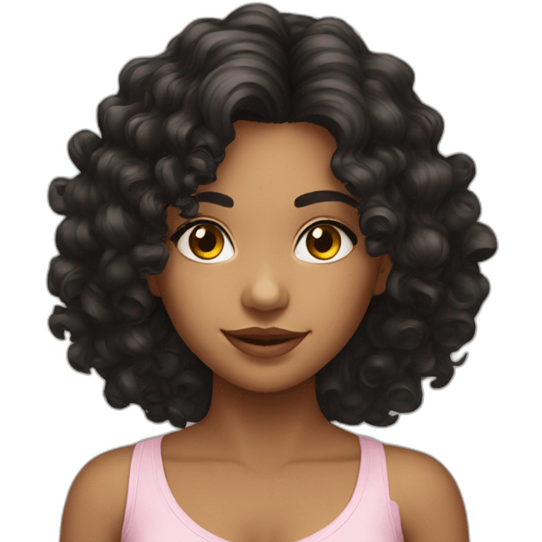 Beautiful Brazilian girl with curly black long hair emoji