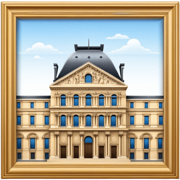 Cinematic Realistic Louvre Museum Landmark Emoji, depicted with the historic museum facade and glass pyramid rendered with lifelike detail and elegant, ambient lighting. emoji