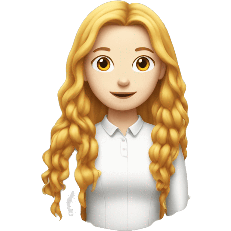 White Ginger girl with Long hair and a hen emoji