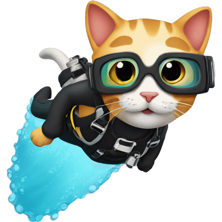 A cat scuba diving emoji