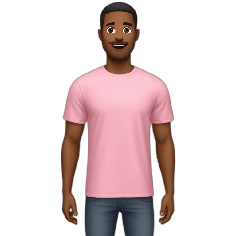 Homme avec un t-shirt rose emoji