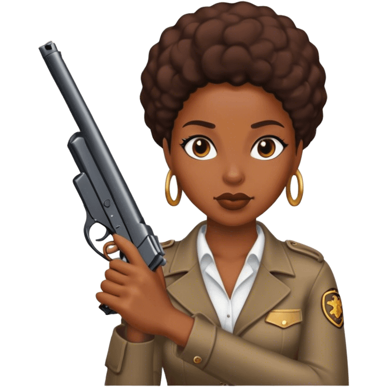 A black women with a gun emoji