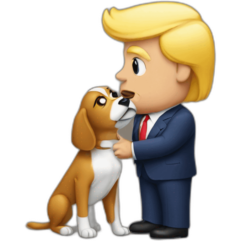 trump kissing a dog emoji