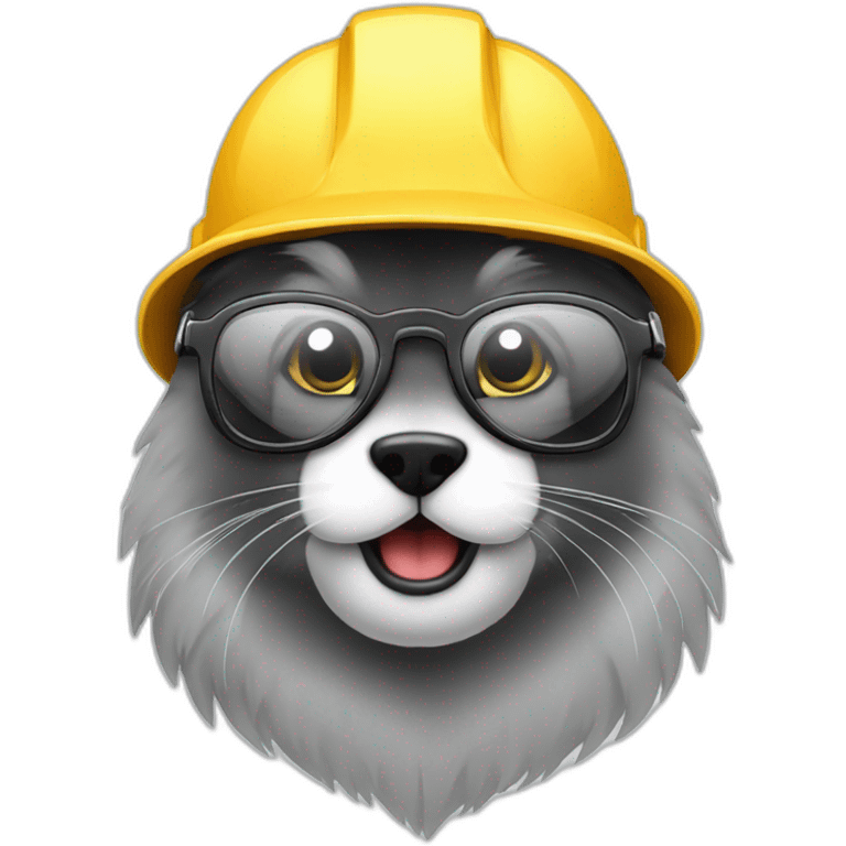 Ardilla con gafas y casco de ingeniero emoji